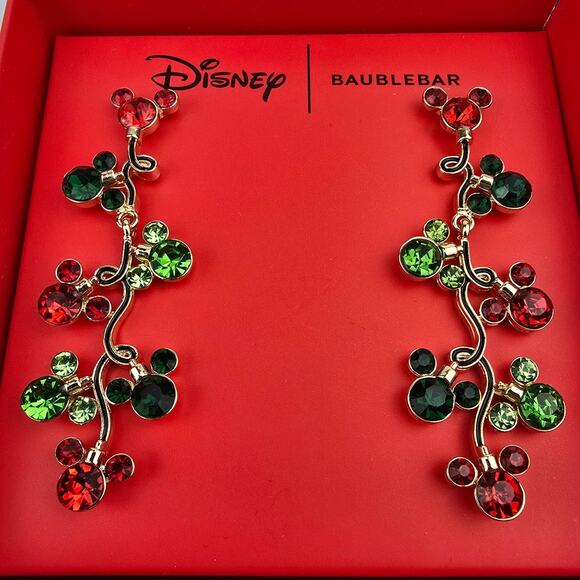 Disney x BaubleBar Mickey Mouse Christmas Lights Dangle Multicolor Earrings - Picture 1 of 6